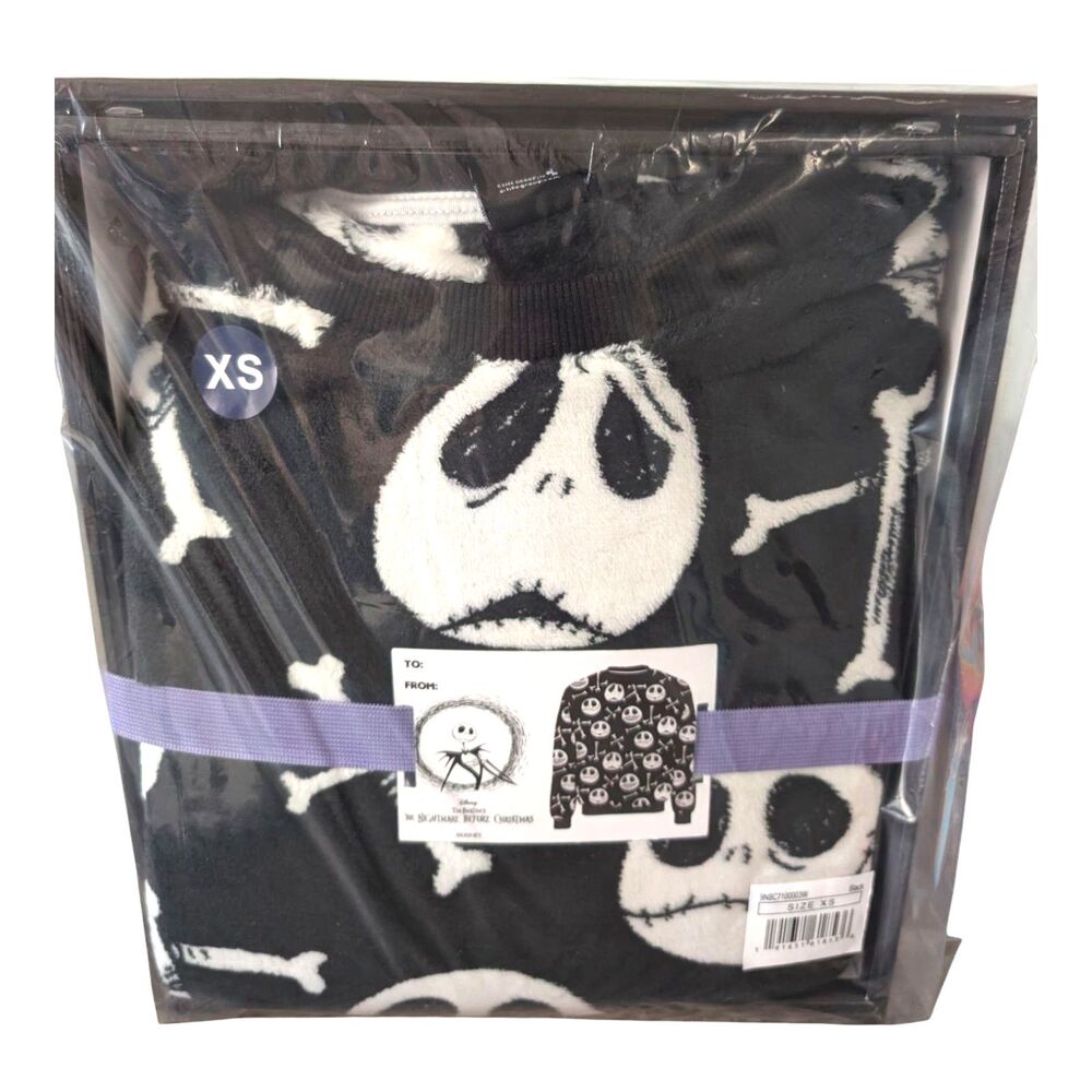 Disney Nightmare Before Christmas Plush Sweatshirt Womens XS 2 Piece Gift Box